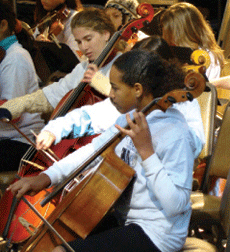 Berkeley Unified middle school students in concert at Cazadero Performing Arts Camp Jumpstart Retreat