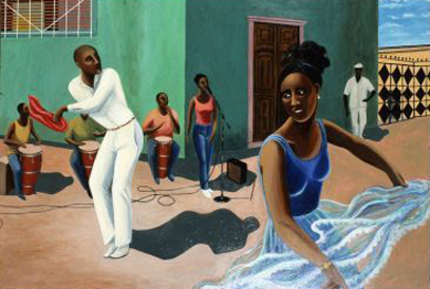 Susan Matthews, La Ola de Yemaya, 1998, acrylic on canvas, 28 x 34 inches.