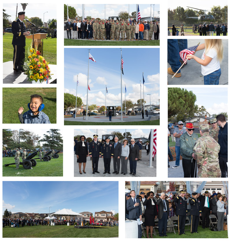 collage of photos from day of memorial opening event