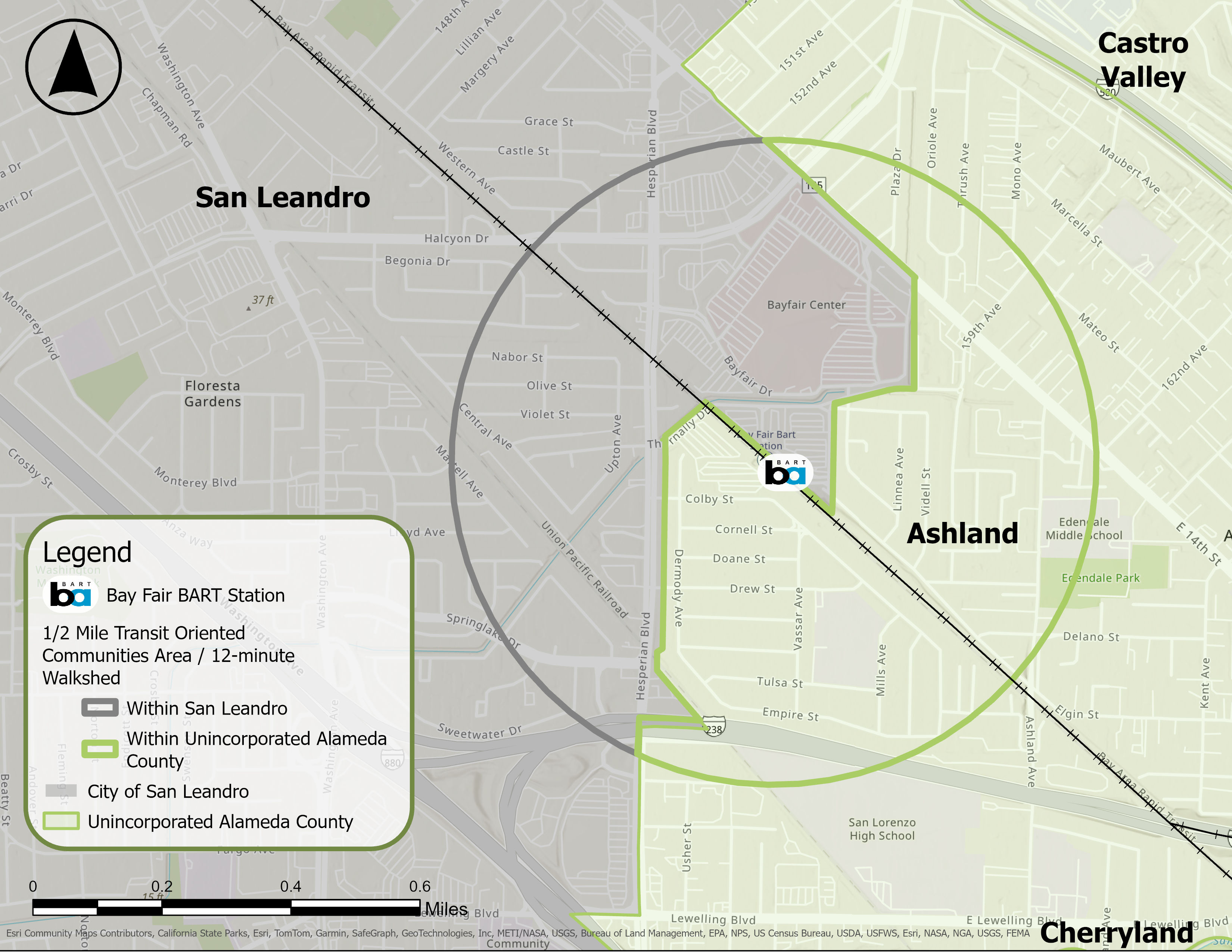 Bay Fair BART Station map