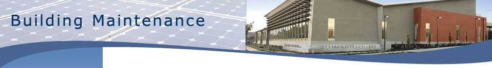 Building Maintenance Department - photo showing solar panels and castro valley library.