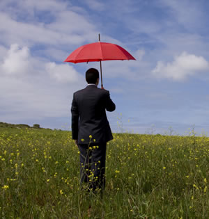 man with umbrella